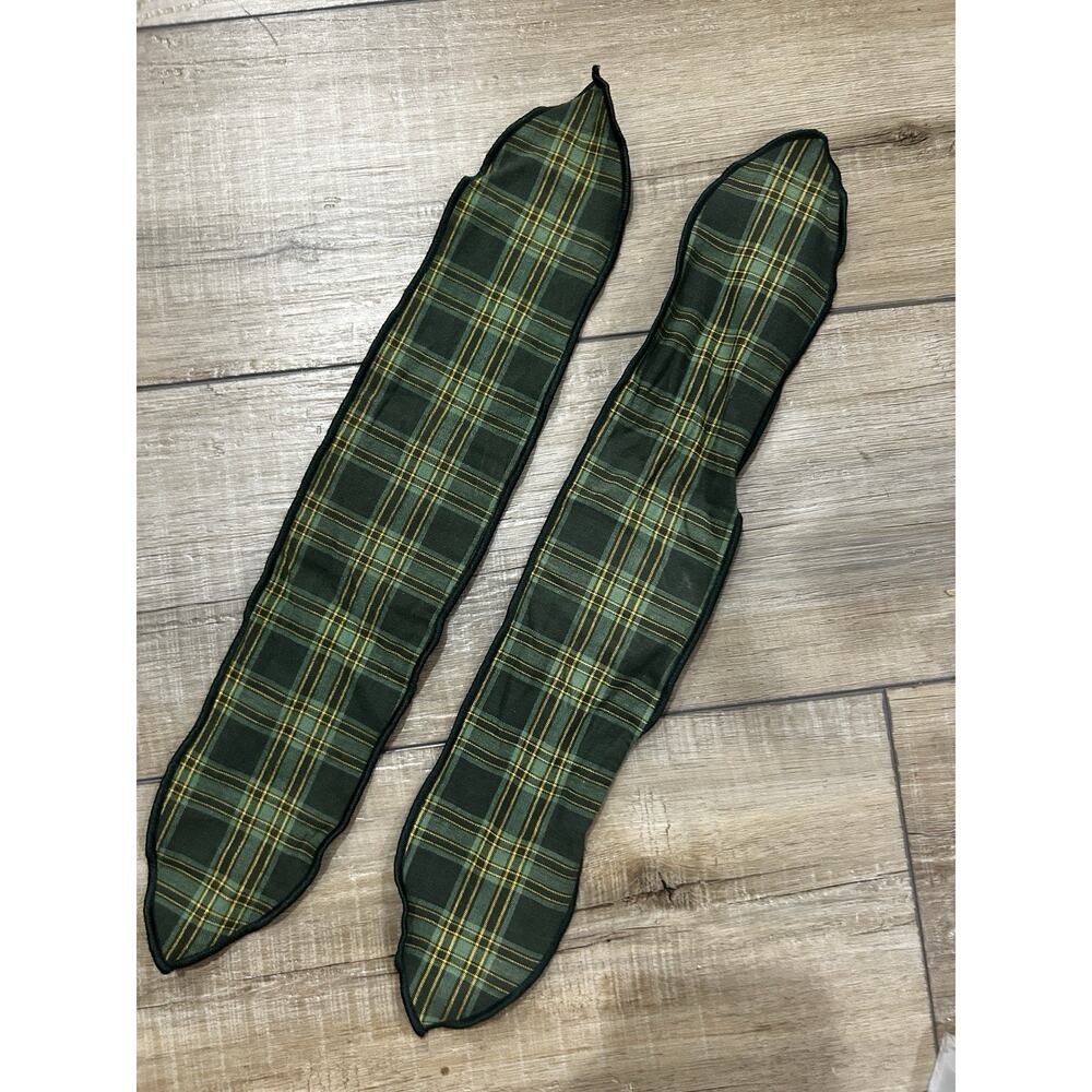Longaberger Traditons Basket HANDLE TIES Green plaid lot of 2